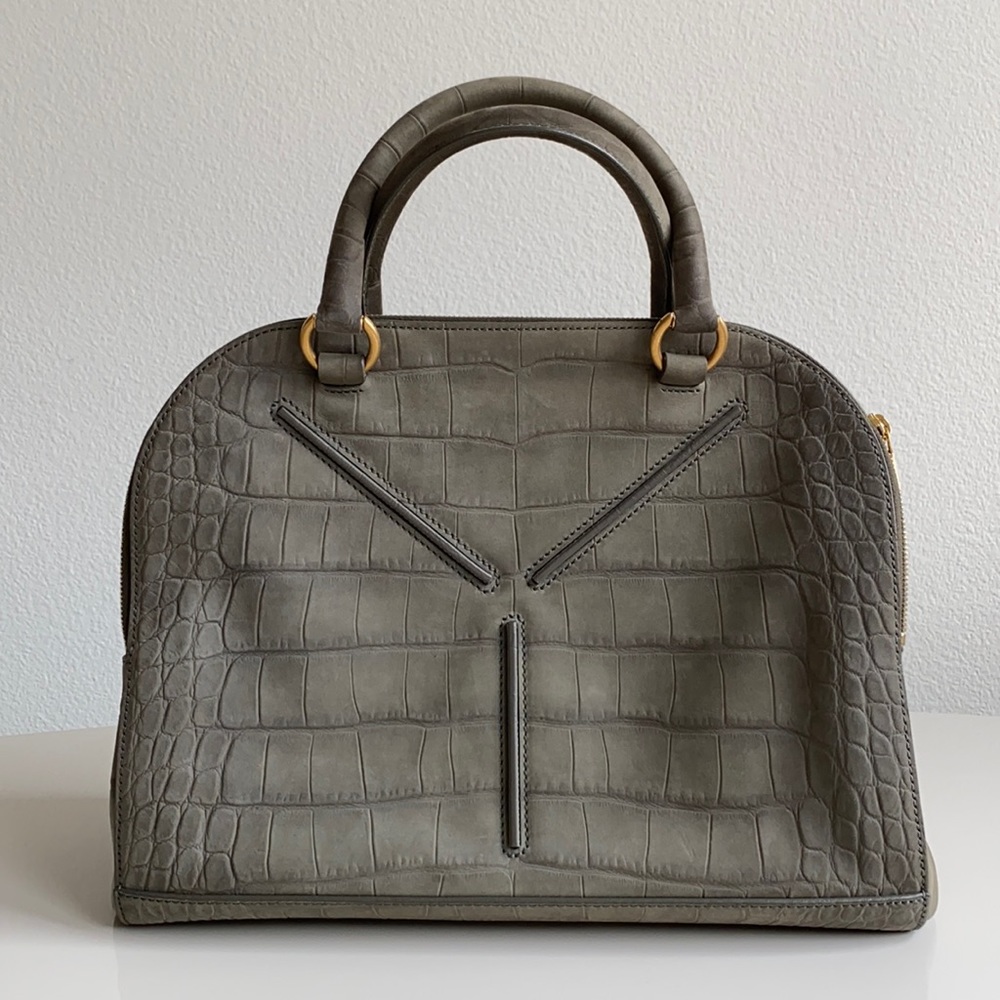 Yves Saint Laurent Crocodile Embossed Nubuck 32 Bag.